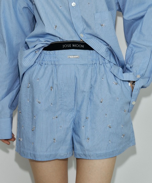 JOSE MOON(ジョゼムーン)の「LOUNGE SHORT PANTS with BIJOU/ラウンジショートパンツwithビジュー(その他パンツ・レディース・ブルー系その他/ホワイト・FREE)」の4枚目の写真