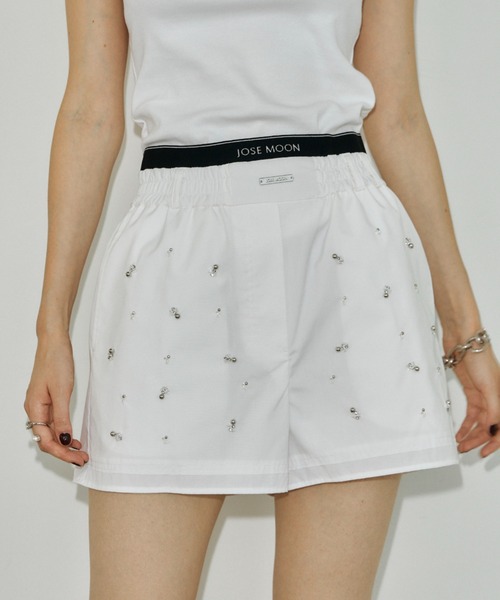 JOSE MOON(ジョゼムーン)の「LOUNGE SHORT PANTS with BIJOU/ラウンジショートパンツwithビジュー(その他パンツ・レディース・ブルー系その他/ホワイト・FREE)」の18枚目の写真