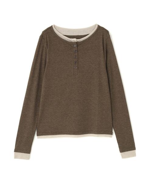 FREE'S MART（フリーズマート）の「杢天竺配色ヘンリーネックカットソー（Tシャツ/カットソー・レディース・グレー系その他/ブラック/グレー/ブラウン・FREE）」の4枚目の写真