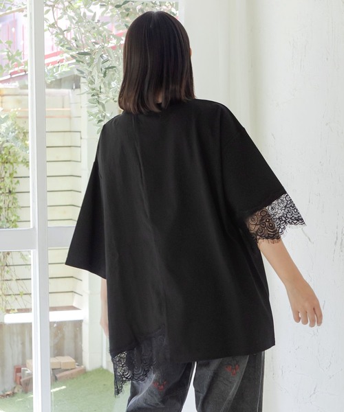 iS ScoLar（イズスカラー）の「563212：ダークファンタジー柄×レース切替プルオーバー（Tシャツ/カットソー・レディース・ブラウン/ブラック/アイボリー・M）」の18枚目の写真