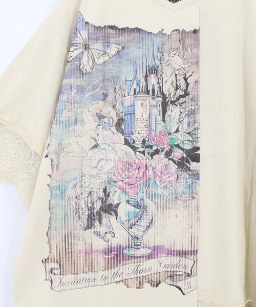 iS ScoLar（イズスカラー）の「563212：ダークファンタジー柄×レース切替プルオーバー（Tシャツ/カットソー・レディース・ブラウン/ブラック/アイボリー・M）」の12枚目の写真