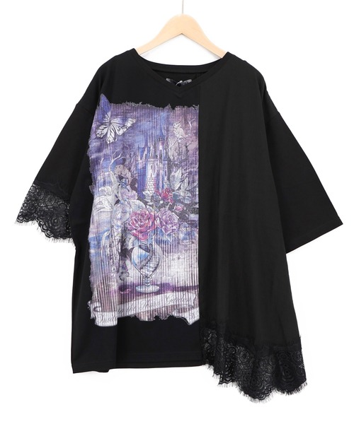 iS ScoLar（イズスカラー）の「563212：ダークファンタジー柄×レース切替プルオーバー（Tシャツ/カットソー・レディース・ブラウン/ブラック/アイボリー・M）」の13枚目の写真