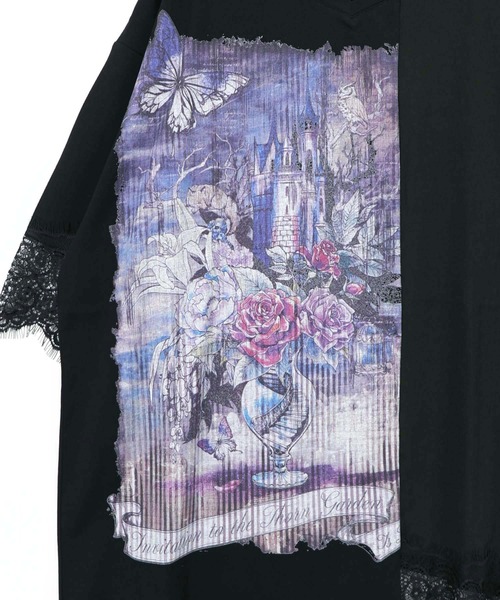 iS ScoLar（イズスカラー）の「563212：ダークファンタジー柄×レース切替プルオーバー（Tシャツ/カットソー・レディース・ブラウン/ブラック/アイボリー・M）」の15枚目の写真