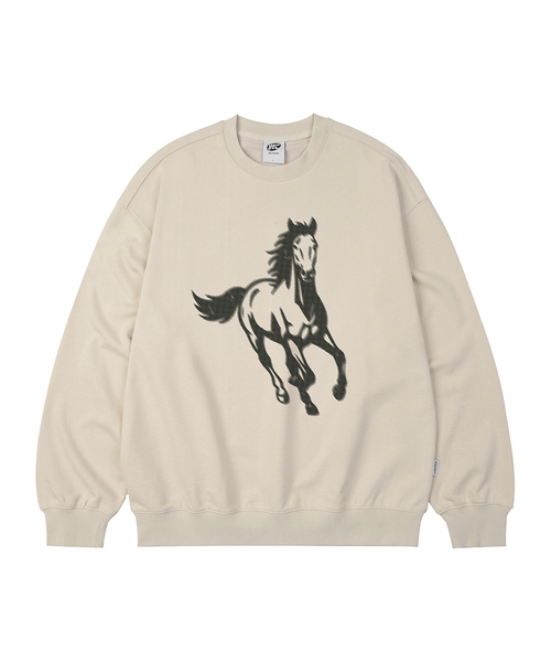 WILDROCK（ワイルドロック）の「ランニングホース オーバーサイズ スウェット_9 COL（スウェット・メンズ・ブラック/ベージュ/ネイビー/ブラウン/ピンク/ブルー/アイボリー/ダークグレー/チャコール・SMALL/MEDIUM/LARGE）」の6枚目の写真