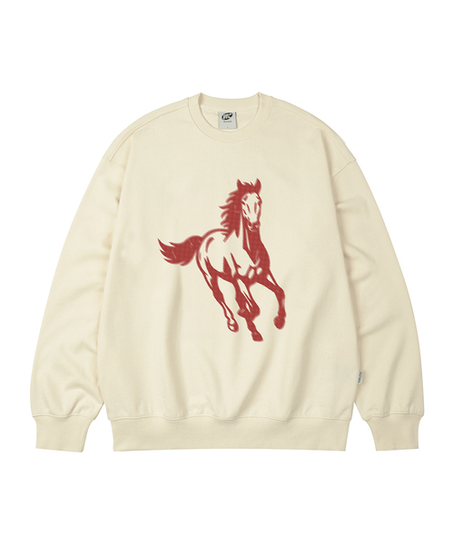 WILDROCK（ワイルドロック）の「ランニングホース オーバーサイズ スウェット_9 COL（スウェット・メンズ・ブラック/ベージュ/ネイビー/ブラウン/ピンク/ブルー/アイボリー/ダークグレー/チャコール・SMALL/MEDIUM/LARGE）」の2枚目の写真