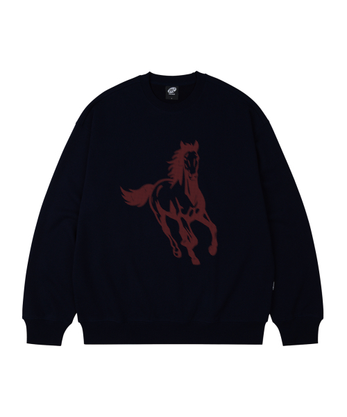 WILDROCK（ワイルドロック）の「ランニングホース オーバーサイズ スウェット_9 COL（スウェット・メンズ・ブラック/ベージュ/ネイビー/ブラウン/ピンク/ブルー/アイボリー/ダークグレー/チャコール・SMALL/MEDIUM/LARGE）」の10枚目の写真