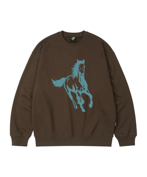 WILDROCK（ワイルドロック）の「ランニングホース オーバーサイズ スウェット_9 COL（スウェット・メンズ・ブラック/ベージュ/ネイビー/ブラウン/ピンク/ブルー/アイボリー/ダークグレー/チャコール・SMALL/MEDIUM/LARGE）」の16枚目の写真