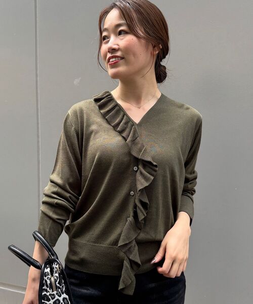 le.coeur blanc(ルクールブラン)の「アシメフリルニットカーデ(カーディガン/ボレロ・レディース・グレー・38)」の3枚目の写真