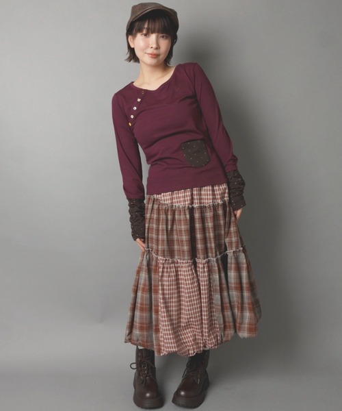 SPINNS(スピンズ)の「長袖カットソー/ポケット/無地/スタードット/NEO森ガール(Tシャツ/カットソー・レディース・ネイビー/パープル/ブラウン系その他/グレー系その他・ONESIZE)」の11枚目の写真
