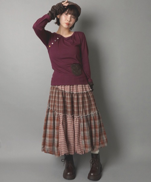 SPINNS(スピンズ)の「長袖カットソー/ポケット/無地/スタードット/NEO森ガール(Tシャツ/カットソー・レディース・ネイビー/パープル/ブラウン系その他/グレー系その他・ONESIZE)」の13枚目の写真