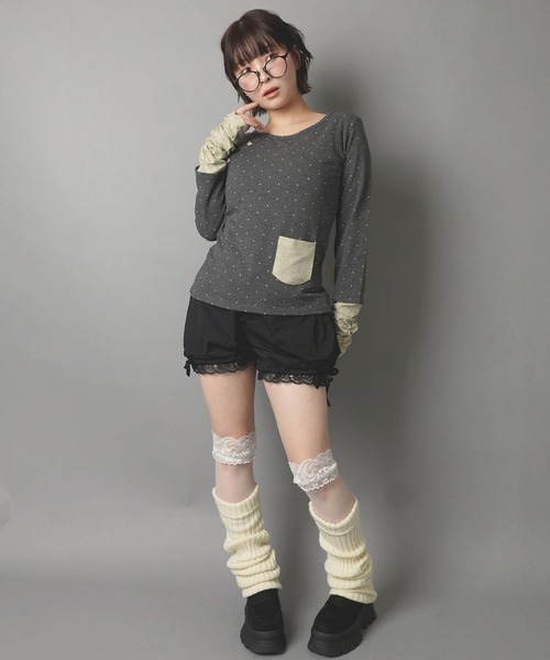 SPINNS(スピンズ)の「長袖カットソー/ポケット/無地/スタードット/NEO森ガール(Tシャツ/カットソー・レディース・ネイビー/パープル/ブラウン系その他/グレー系その他・ONESIZE)」の7枚目の写真