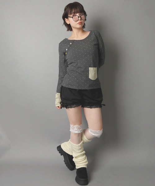 SPINNS(スピンズ)の「長袖カットソー/ポケット/無地/スタードット/NEO森ガール(Tシャツ/カットソー・レディース・ネイビー/パープル/ブラウン系その他/グレー系その他・ONESIZE)」の9枚目の写真
