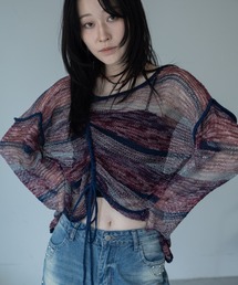 【VACANCY公式商品】ドロストアシメ透かし編みシアートップス