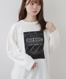Le Melange 9分袖フォトプリントTシャツ