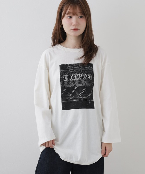 FUNALIVE(ファンアライブ)の「Le Melange 9分袖フォトプリントTシャツ(Tシャツ/カットソー・レディース・オフホワイト・FREE)」の2枚目の写真