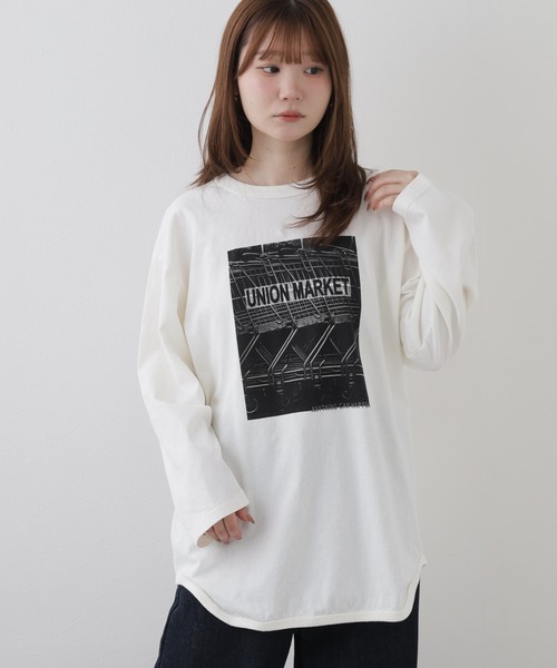 FUNALIVE(ファンアライブ)の「Le Melange 9分袖フォトプリントTシャツ(Tシャツ/カットソー・レディース・オフホワイト・FREE)」の3枚目の写真