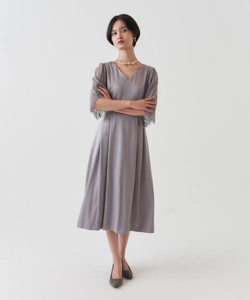 My shawty(マイシャウティー)の「matte satin flare onepiece(ドレス・レディース・ピンク/グレー/グリーン/ネイビー・LARGE/MEDIUM/SMALL)」の2枚目の写真