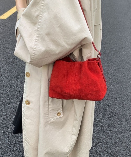 Ritzy(リッツィー)の「2way フェイクスエード ギャザーミニショルダーバッグ ハンドバッグ(ショルダーバッグ・レディース・レッド/モカ/マスタード・FREE)」の1枚目の写真