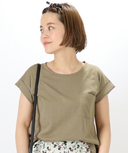 mystic（ミスティック）の「袖ロールアップポケットT（Tシャツ/カットソー・レディース・キャメル/その他/カーキ/ブラック/グレー・ﾌﾘ-）」の3枚目の写真