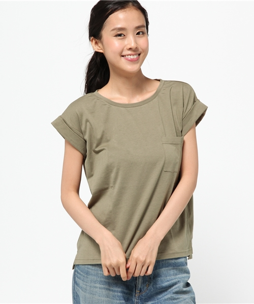 mystic（ミスティック）の「袖ロールアップポケットT（Tシャツ/カットソー・レディース・キャメル/その他/カーキ/ブラック/グレー・ﾌﾘ-）」の7枚目の写真