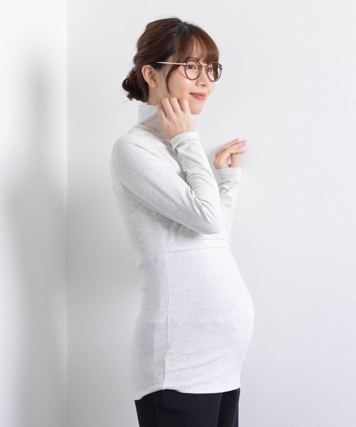 SweetMommy(スウィートマミー)の「授乳 タートルネック トップス(マタニティウェア/グッズ・レディース・チャコール/ネイビー/ライトカーキ/ブラック/杢グレー/ミント/ピンク/コーラルピンク/キャメル/オフホワイト/カーキ/ダークパープル/ボルドー/モカ/ブラウン系その他/アイボリー/ブラック系/ブラック系その他/ブラック系2/ホワイト系2/ラベンダー・L/M/S)」の3枚目の写真