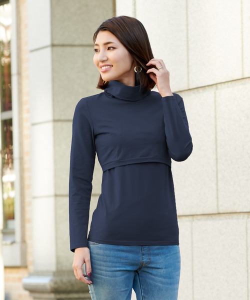 SweetMommy(スウィートマミー)の「授乳 タートルネック トップス(マタニティウェア/グッズ・レディース・チャコール/ネイビー/ライトカーキ/ブラック/杢グレー/ミント/ピンク/コーラルピンク/キャメル/オフホワイト/カーキ/ダークパープル/ボルドー/モカ/ブラウン系その他/アイボリー/ブラック系/ブラック系その他/ブラック系2/ホワイト系2/ラベンダー・L/M/S)」の16枚目の写真