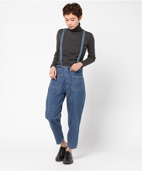 CUBE SUGAR（キューブシュガー）の「11ozデニム サスペンダー付きパンツ（デニムパンツ・レディース・ネイビー/ブルー・M/L）」の8枚目の写真