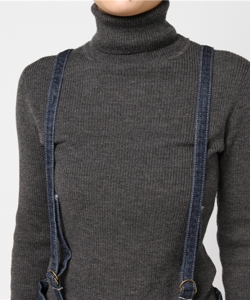 CUBE SUGAR（キューブシュガー）の「11ozデニム サスペンダー付きパンツ（デニムパンツ・レディース・ネイビー/ブルー・M/L）」の6枚目の写真