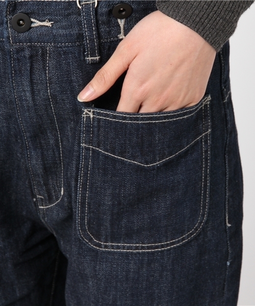 CUBE SUGAR（キューブシュガー）の「11ozデニム サスペンダー付きパンツ（デニムパンツ・レディース・ネイビー/ブルー・M/L）」の12枚目の写真