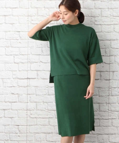 LEPSIM(レプシィム)の「12Gニットセットアップ 748947(ワンピース・レディース・ブラック/グリーン・LARGE/MEDIUM)」の1枚目の写真