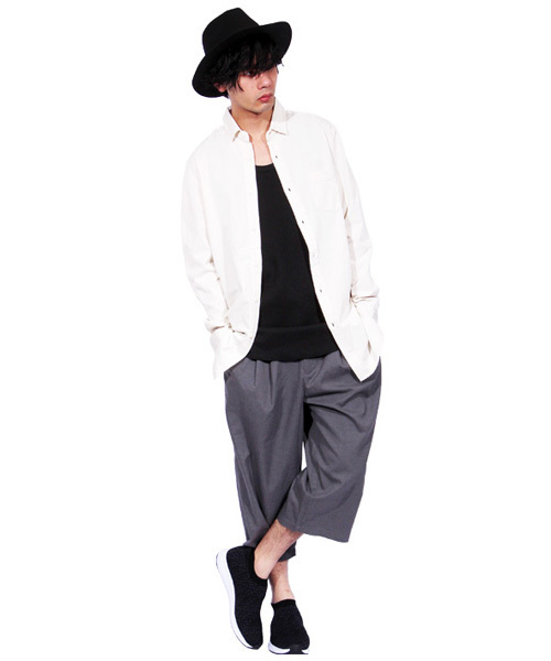 ８(eight)（エイト）の「ワッフル ロング丈 タンクトップ サーマル（タンクトップ・メンズ・グレー/ホワイト/ブラック/カーキ・MEDIUM/X-LARGE/LARGE）」の6枚目の写真