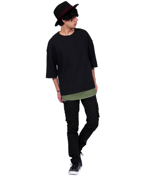 ８(eight)（エイト）の「ワッフル ロング丈 タンクトップ サーマル（タンクトップ・メンズ・グレー/ホワイト/ブラック/カーキ・MEDIUM/X-LARGE/LARGE）」の8枚目の写真