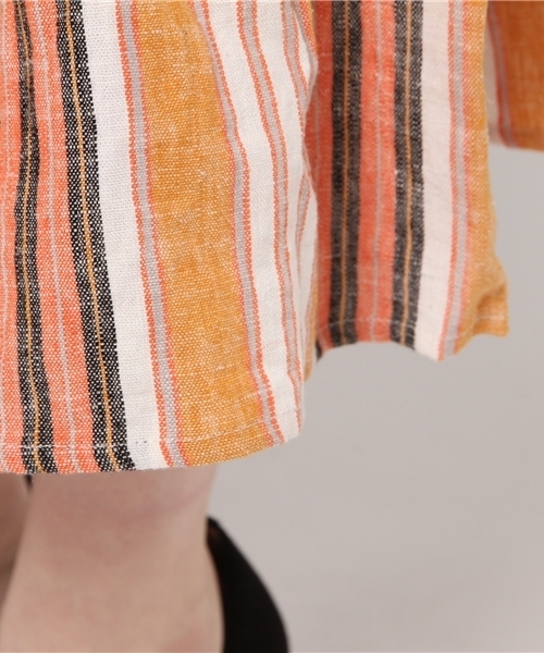 SLY（スライ）の「HAVANA STRIPE VOLUME SLEEVE OP（ワンピース・レディース・オレンジ・1/2）」の7枚目の写真