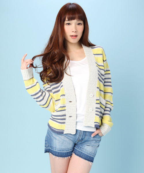 And A（アンドエー）の「ループヤーンカーディガン（カーディガン/ボレロ・レディース・グレー/ネイビー/イエロー/イエロー系その他/アイボリー・38）」の7枚目の写真