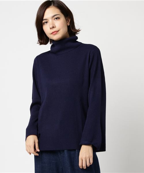 earth music&ecology（アースミュージックアンドエコロジー）の「・ベルスリーブタートルニットプルオーバー（ニット/セーター・レディース・ボルドー/ベージュ/アイボリー/杢グレー/ブラック/ネイビー・L/M）」の14枚目の写真