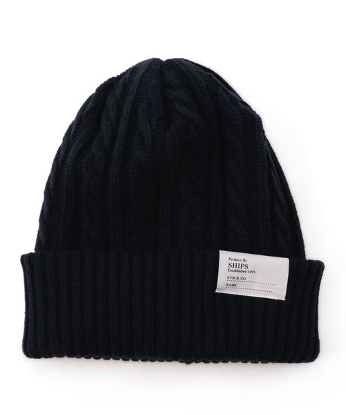 SHIPS（シップス）の「SU: ケーブル ワッチキャップ（ニットキャップ/ビーニー・メンズ・ネイビー/コバルトブルー/ブラック/ワイン/ダークグレー・ONE SIZE）」の4枚目の写真
