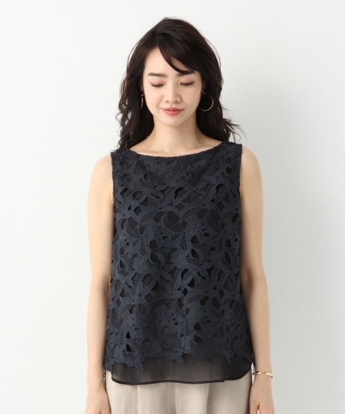 A part by（アパートバイ）の「PレースカサネブラウスNS 789631（シャツ/ブラウス・レディース・ホワイト/ネイビー・FREE）」の5枚目の写真