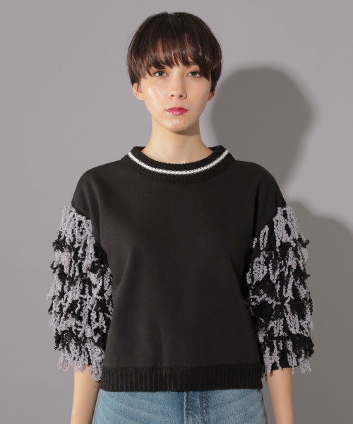 PAGEBOY(ページボーイ)の「スパイラルスリーブプルオーバー(スウェット・レディース・ブラック/オフホワイト/ボルドー・FREE)」の9枚目の写真