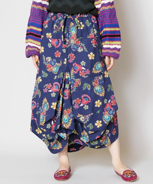 チャイハネ（チャイハネ）の「【チャイハネ】yul フォークロアプリント変形スカート（スカート・レディース・マルチ/パープル系その他/イエロー系その他/レッド系その他・FREE）」の2枚目の写真