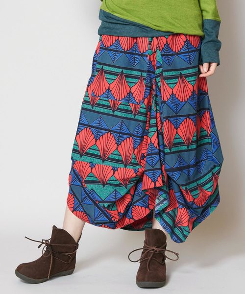 チャイハネ（チャイハネ）の「【チャイハネ】yul フォークロアプリント変形スカート（スカート・レディース・マルチ/パープル系その他/イエロー系その他/レッド系その他・FREE）」の4枚目の写真