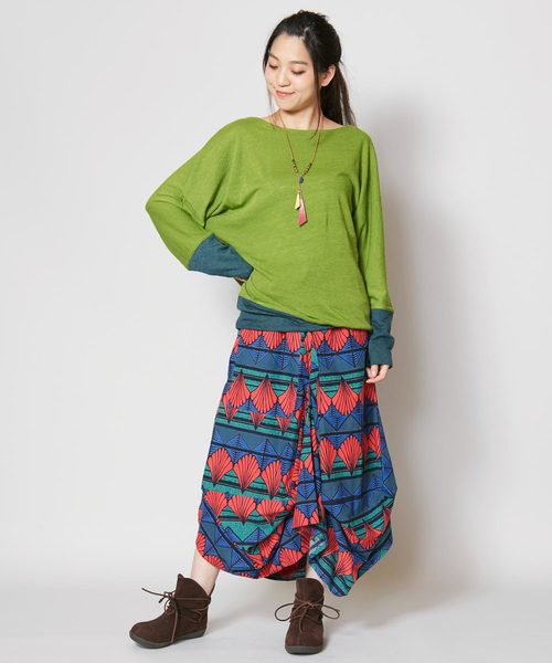 チャイハネ（チャイハネ）の「【チャイハネ】yul フォークロアプリント変形スカート（スカート・レディース・マルチ/パープル系その他/イエロー系その他/レッド系その他・FREE）」の8枚目の写真