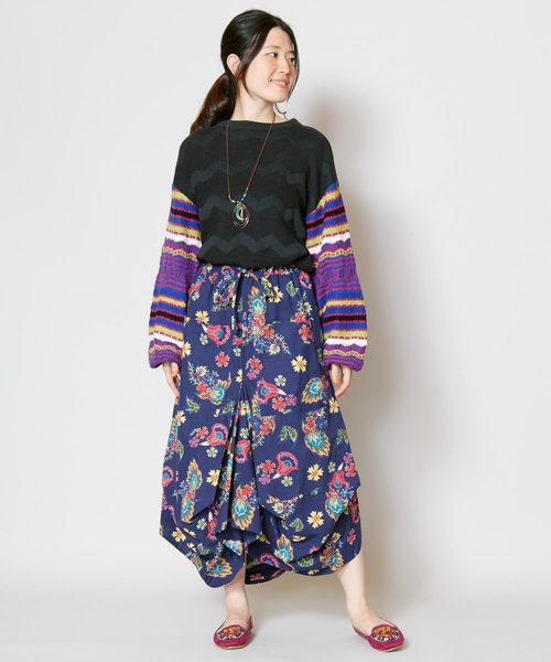 チャイハネ（チャイハネ）の「【チャイハネ】yul フォークロアプリント変形スカート（スカート・レディース・マルチ/パープル系その他/イエロー系その他/レッド系その他・FREE）」の10枚目の写真