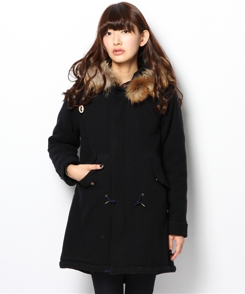 BEAMS BOY(ビームスボーイ)の「BEAMS BOY / フラノ MODS パーカ(モッズコート・レディース・オリーブ/ネイビー・ONE SIZE)」の2枚目の写真