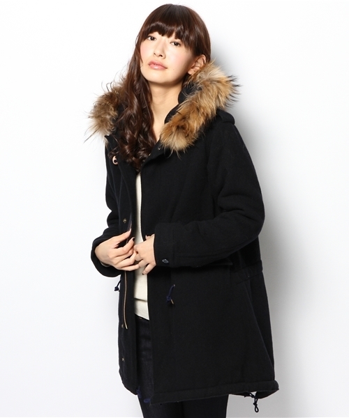 BEAMS BOY(ビームスボーイ)の「BEAMS BOY / フラノ MODS パーカ(モッズコート・レディース・オリーブ/ネイビー・ONE SIZE)」の6枚目の写真