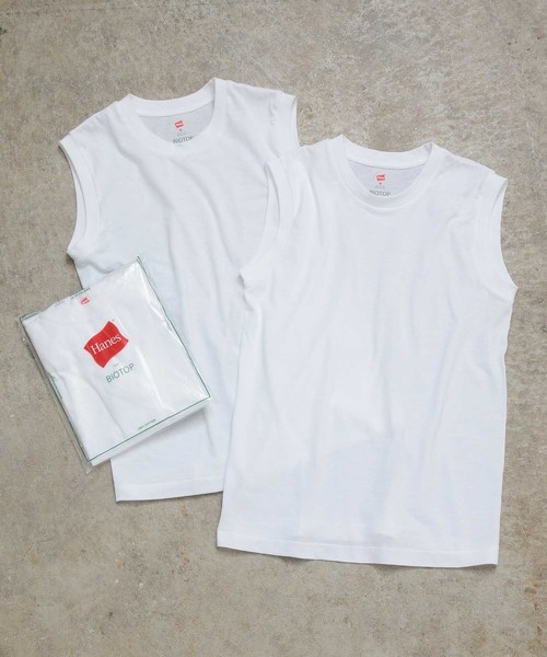 HANES(ヘインズ)の「【Hanes FOR BIOTOP】Sleeveless T-Shirts(Tシャツ/カットソー・レディース・ホワイト・0)」の5枚目の写真