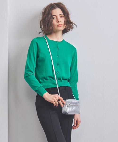 UNITED ARROWS（ユナイテッドアローズ）の「UBCB ハイツイストコットン クルーネック カーディガン†◆（カーディガン/ボレロ・レディース・ベージュ/ケリー/ネイビー/ホワイト/ブラック・FREE）」の5枚目の写真