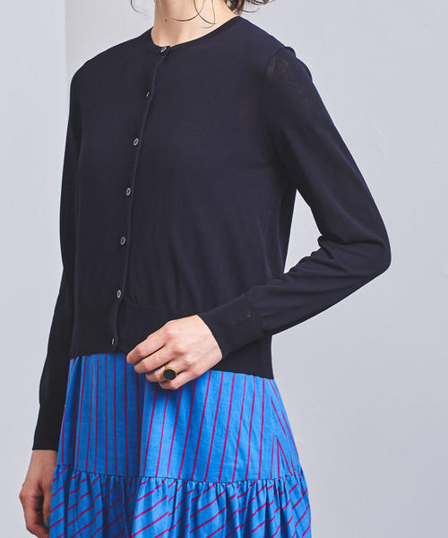 UNITED ARROWS（ユナイテッドアローズ）の「UBCB ハイツイストコットン クルーネック カーディガン†◆（カーディガン/ボレロ・レディース・ベージュ/ケリー/ネイビー/ホワイト/ブラック・FREE）」の6枚目の写真