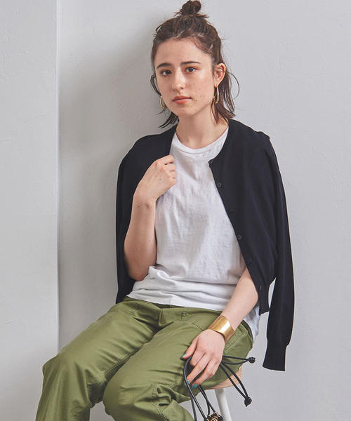 UNITED ARROWS（ユナイテッドアローズ）の「UBCB ハイツイストコットン クルーネック カーディガン†◆（カーディガン/ボレロ・レディース・ベージュ/ケリー/ネイビー/ホワイト/ブラック・FREE）」の16枚目の写真