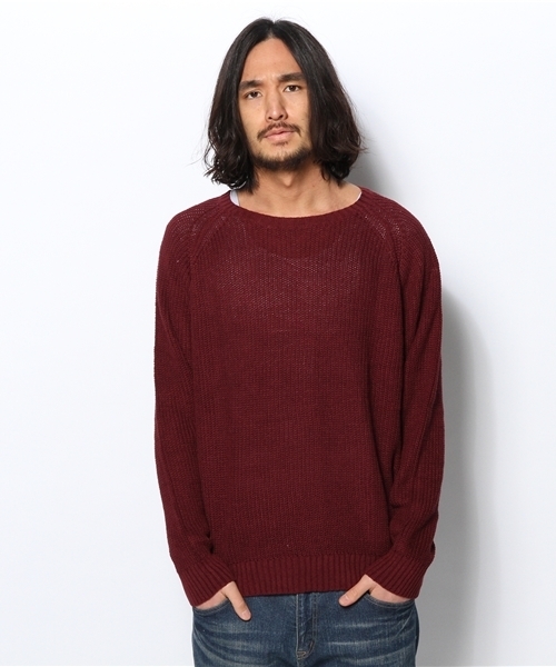 WEGO（ウィゴー）の「WEGO/綿麻畦クルーネックニット（ニット/セーター・メンズ・ホワイト/ブルー/ロイヤルブルー/ワイン・LARGE/MEDIUM）」の4枚目の写真