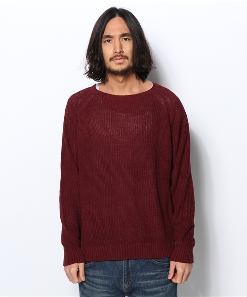 WEGO（ウィゴー）の「WEGO/綿麻畦クルーネックニット（ニット/セーター・メンズ・ホワイト/ブルー/ロイヤルブルー/ワイン・LARGE/MEDIUM）」の5枚目の写真